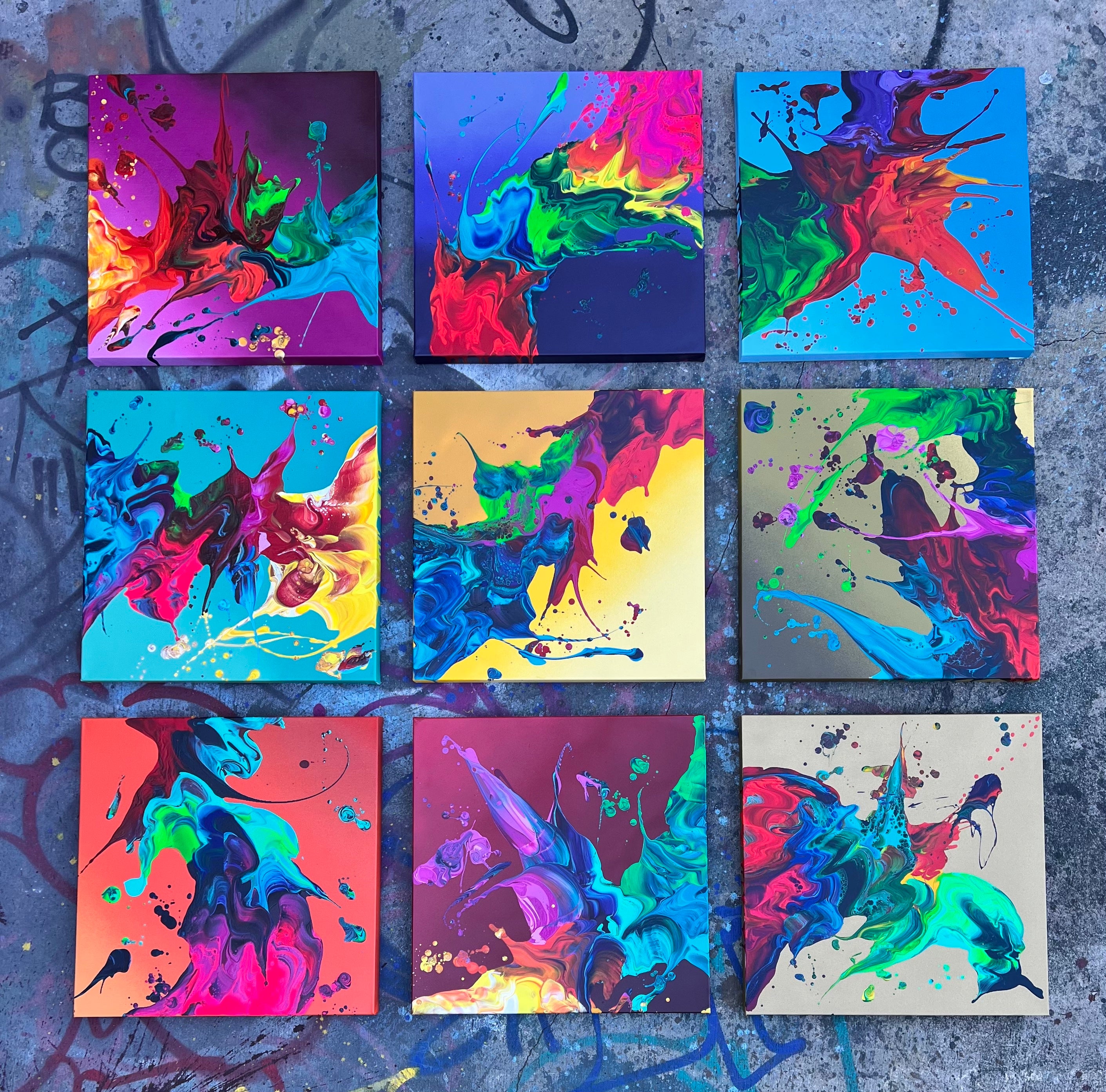 The Kre8 Wall Of Color Original Abstract Paintings by Kre8